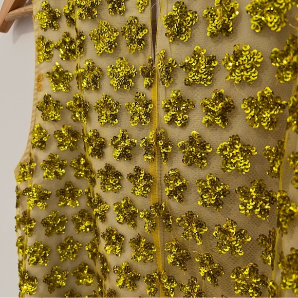 J. Crew Collection Sleeveless Yellow Sequin Flowers Tank Top M NWT ($198) - Picture 5 of 8